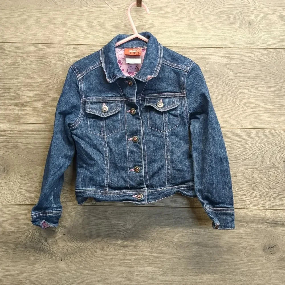 Girls Hello Kitty Button Denim Jacket Size 5
